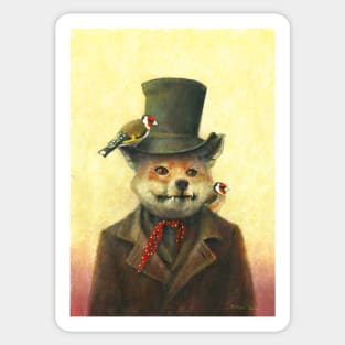 Victorian Fox And Goldfinch Sticker